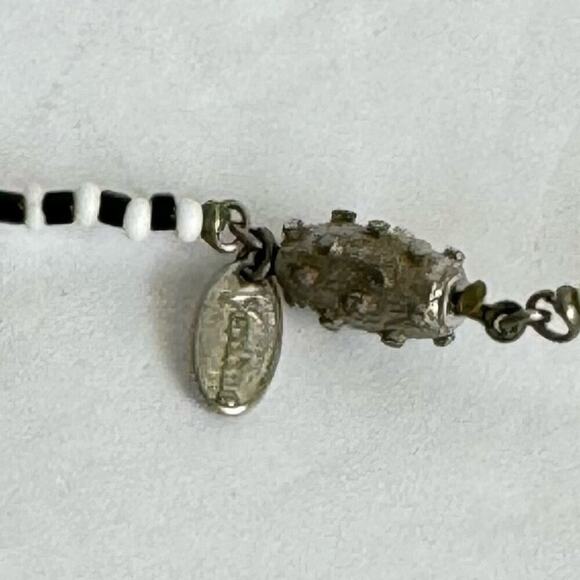 Vendome Necklace Vintage Black & White Stripe Bead Beaded Retro Mod 60s Signed - Picture 9 of 13